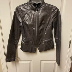 White House Black Market silver/black metallic jacket Size 00.  EUC